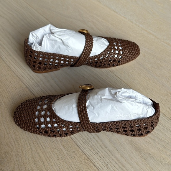 Larroudé Verona Macrame Ballet Flat In Burnt Umber Leather Size 7 NWT Shoes - Picture 7 of 16